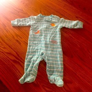 6/$20 Just One You by Carter’s turquoise & white striped footie w/ animals 3M